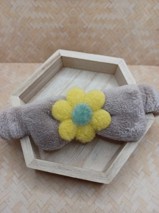 Light Brown Flower Plush Spa Headband