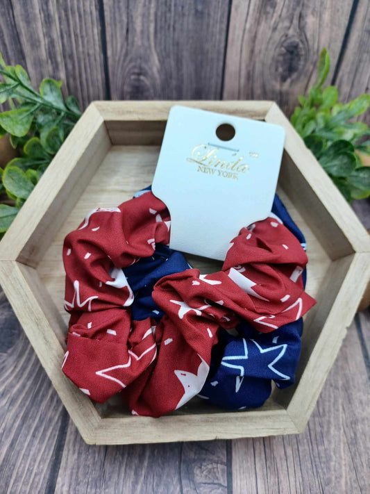 Star Scrunchie Set - Red & Blue
