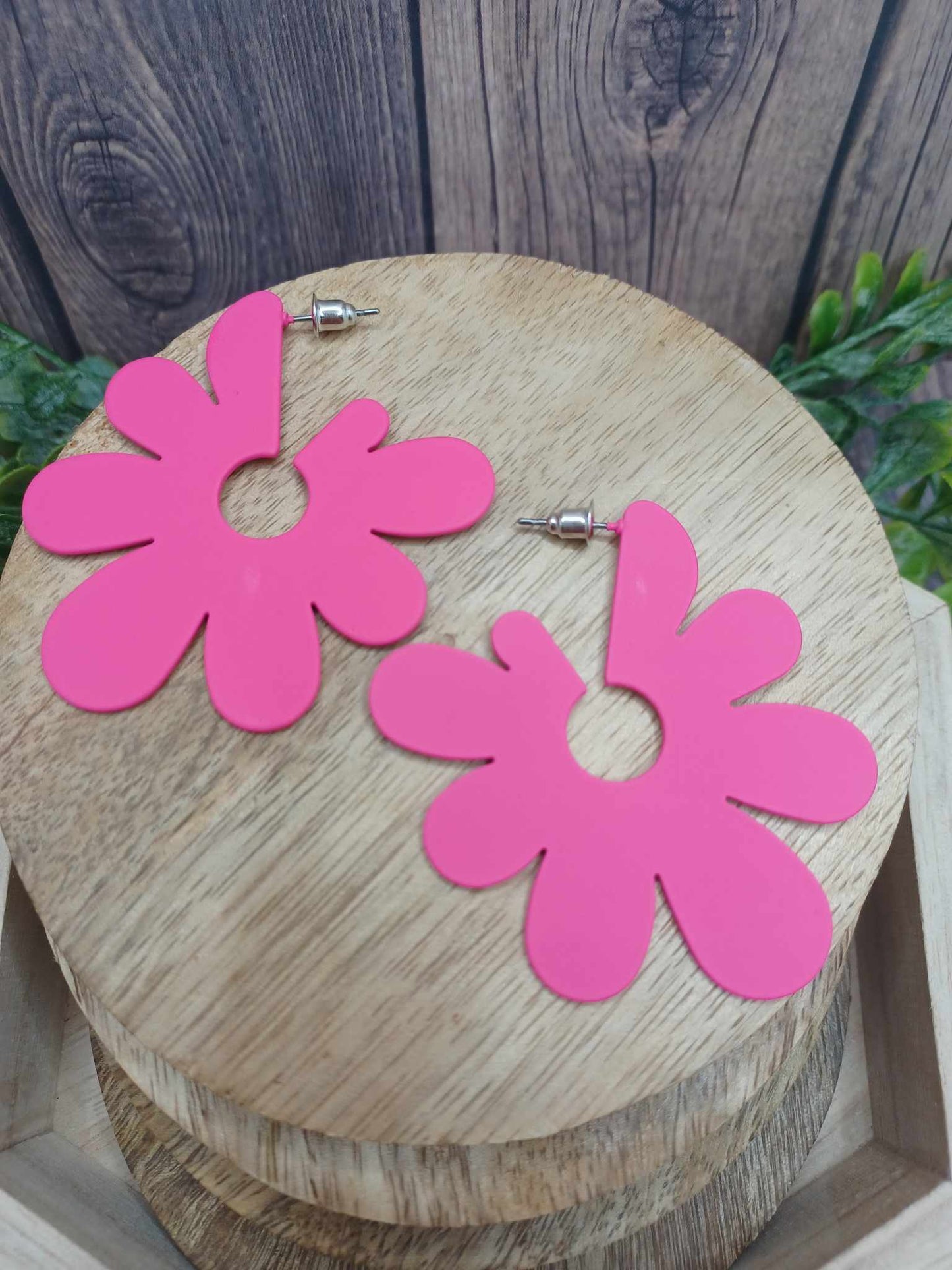 Pink Flower Earrings