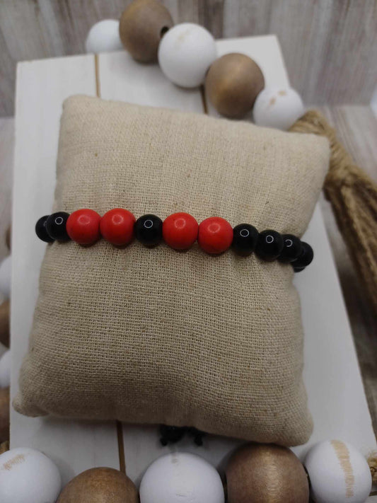 Black & Red Beaded Bracelet