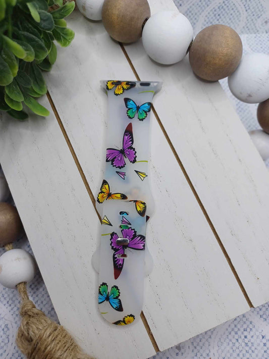 Butterfly Patterned Watch Band - 38/40/41