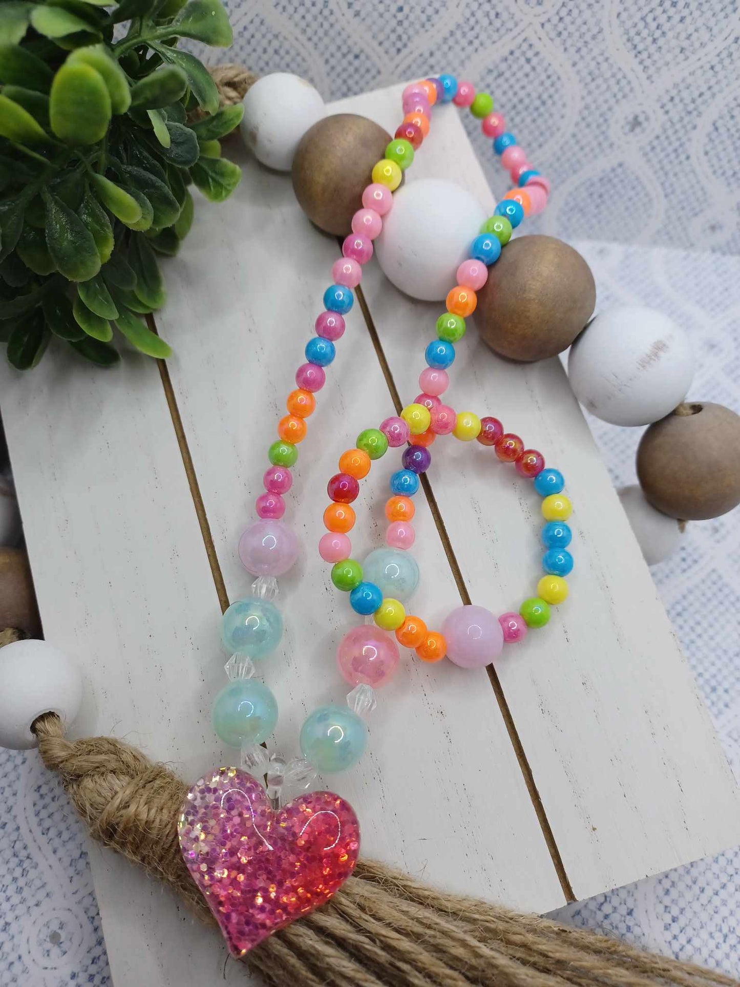 Multicolored Beaded Necklace & Bracelet Set