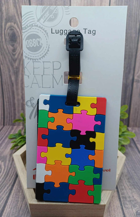 Multicolored Puzzle Piece Luggage Tag