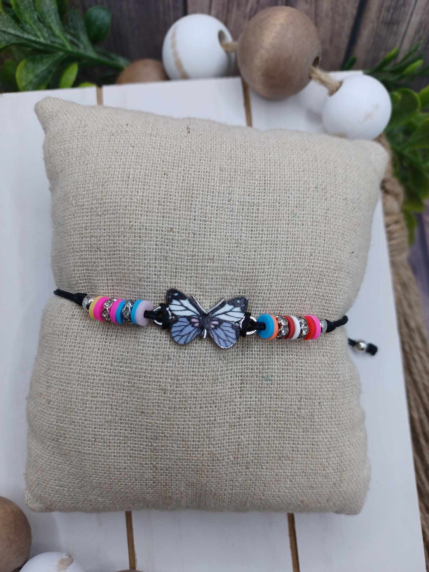 Black Beaded Butterfly Bracelet