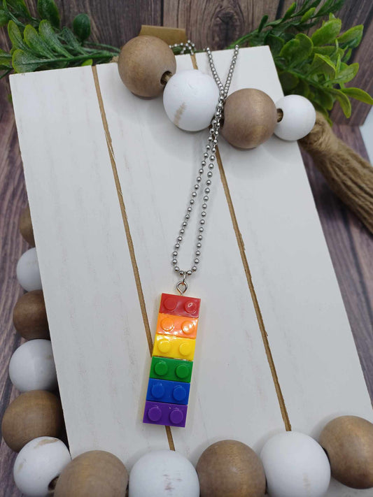 Multicolored Building Block Necklace