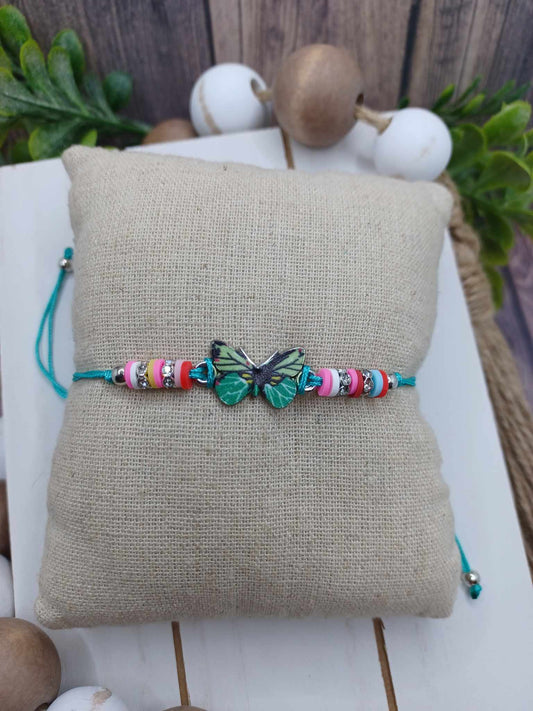 Teal Beaded Butterfly Bracelet