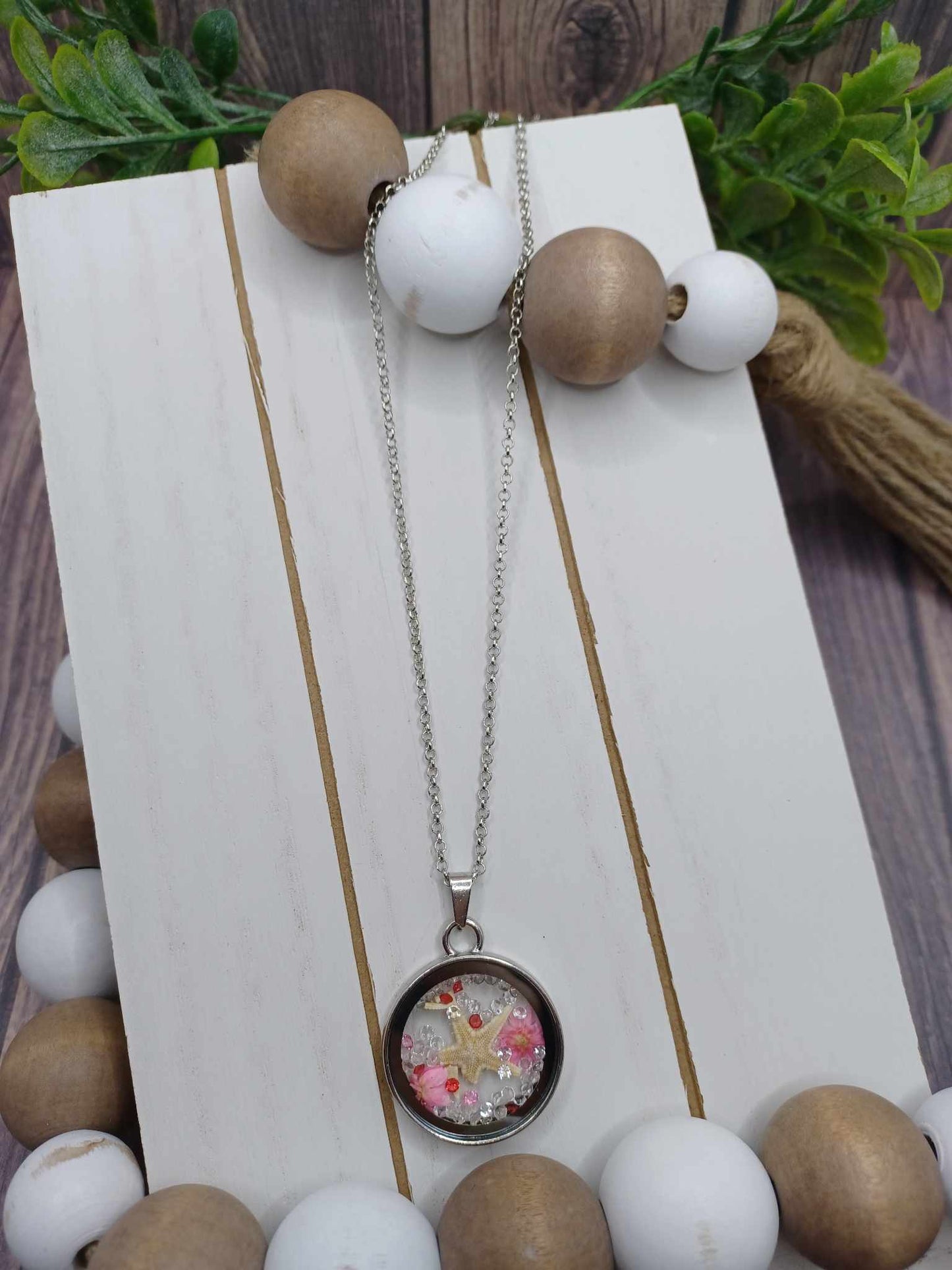 Silver Necklace w/ Beach Themed Charm Pendant