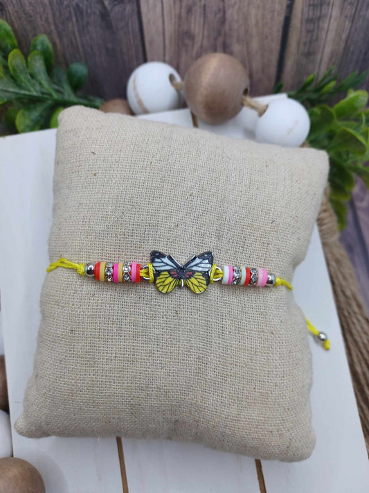 Yellow Beaded Butterfly Bracelet