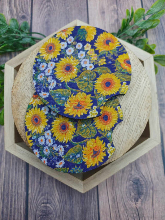 Sunflower & Daisy Car Coaster Set
