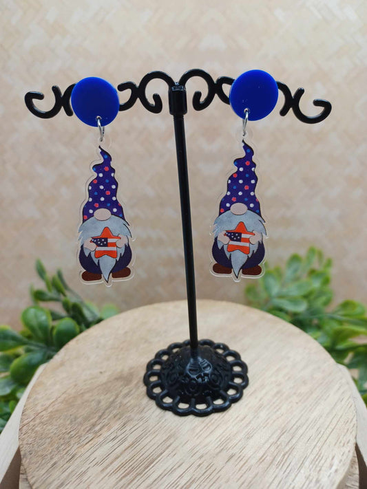 Acrylic Blue Gnome w/ USA Star