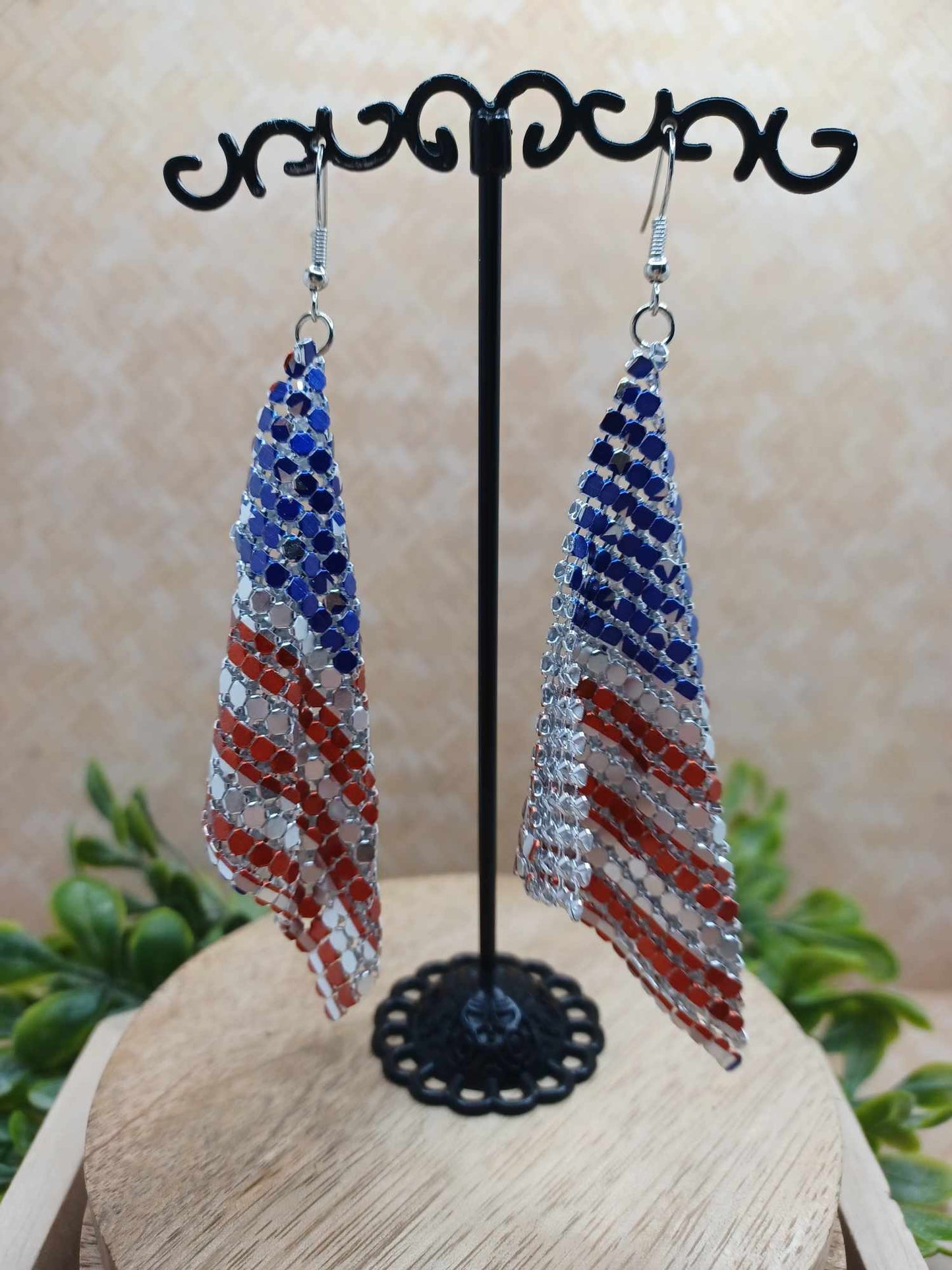 American Flag Chain Style Earrings