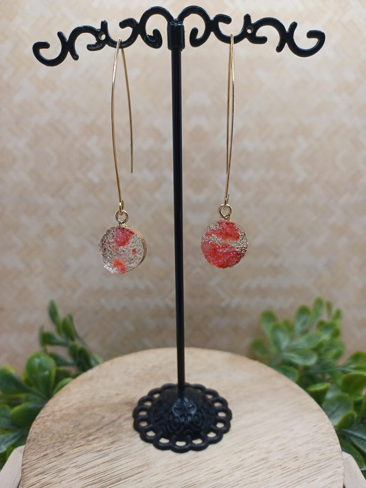 Pink Druzy Style Drop Earrings