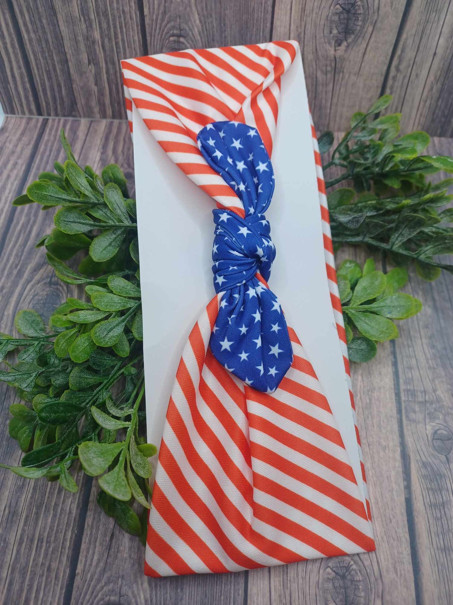 Red, White, & Blue Fabric Style Headband w/ Bow