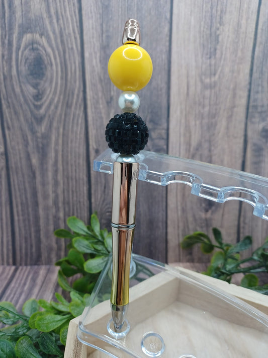 Black & Gold Beaded Ink Pen