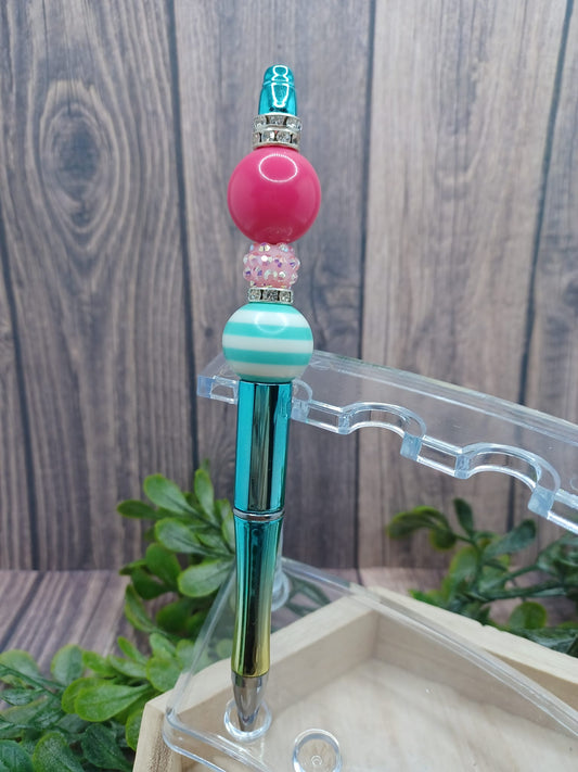 Pink & Teal Beaded Ink Pen