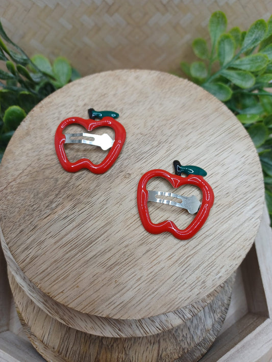 Apple Hair Barrette Clips