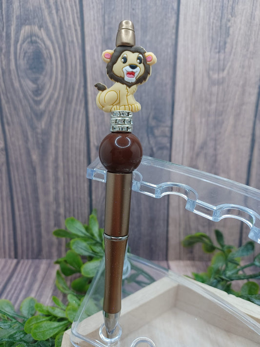 Brown Lion Beaded Ink Pen