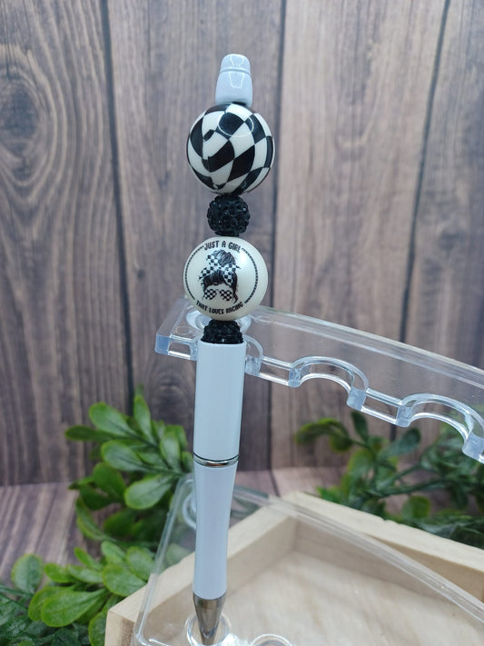 Just a Girl who Loves Racing Beaded Ink Pen