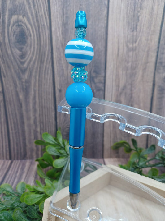 Blue Beaded Ink Pen
