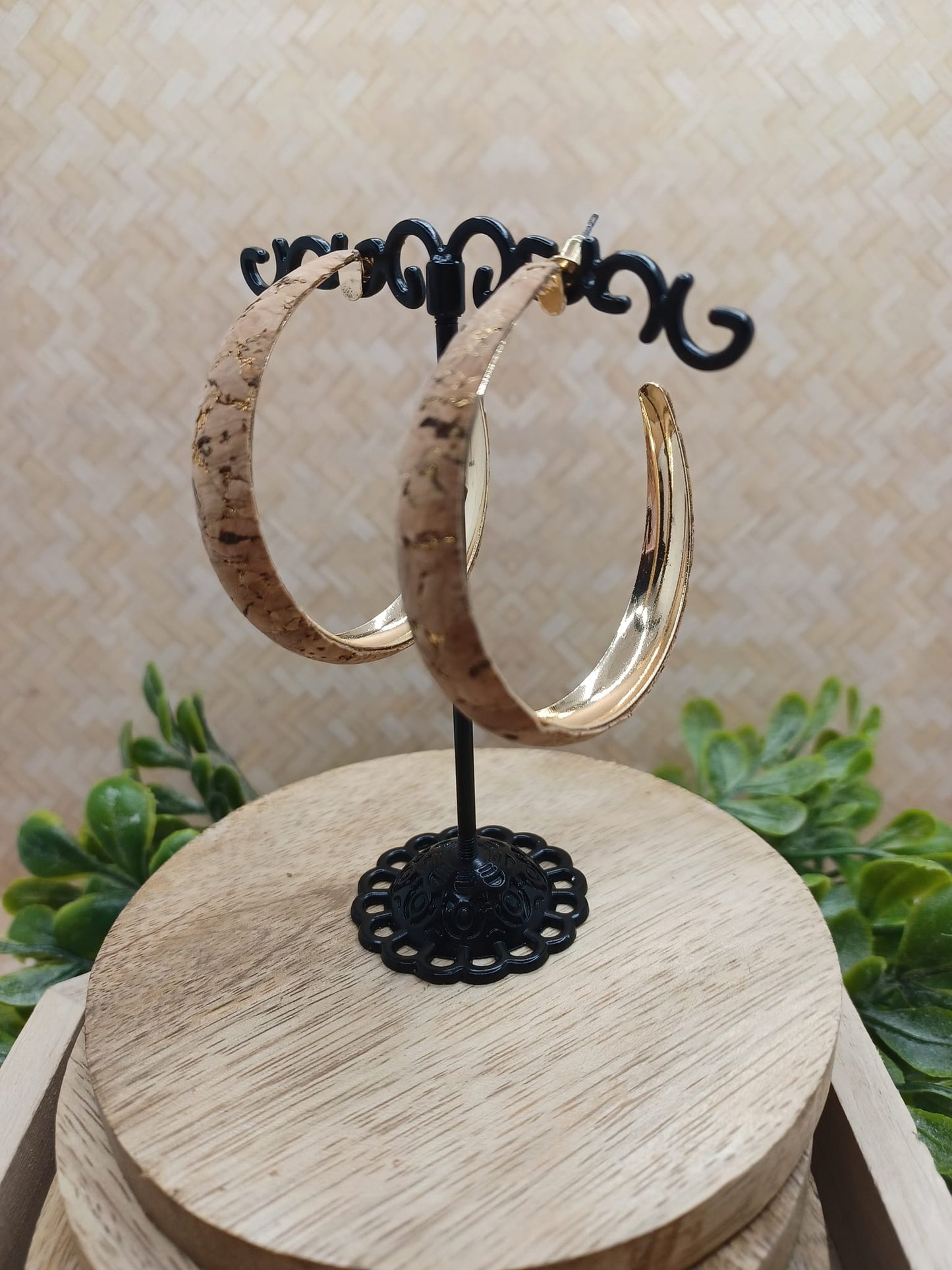 Gold Hoop Earrings w/ Cork