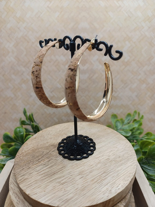 Gold Hoop Earrings w/ Cork