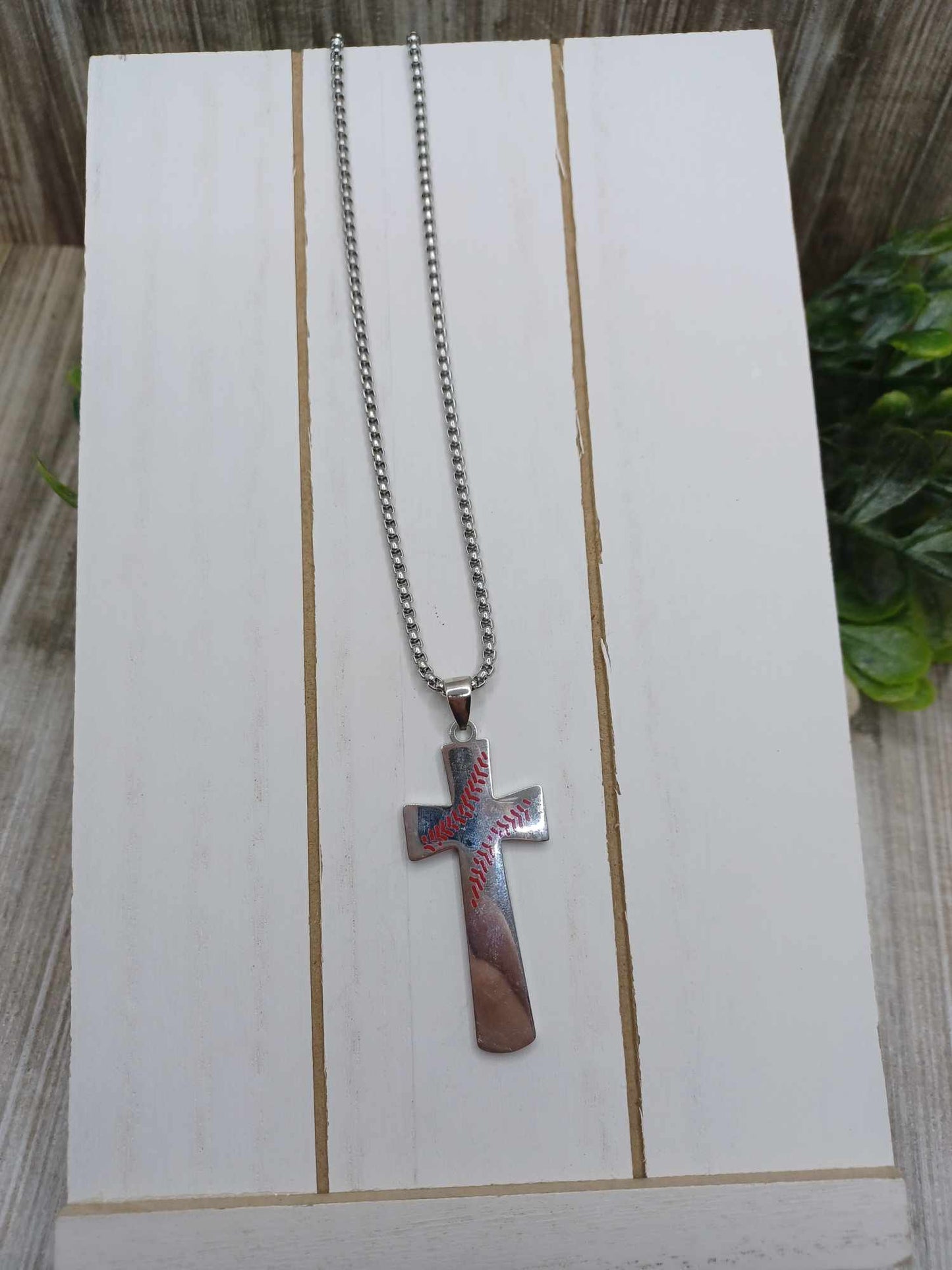 Silver Cross Baseball "I Can Do All Things Phillipppians 4:13" Necklace