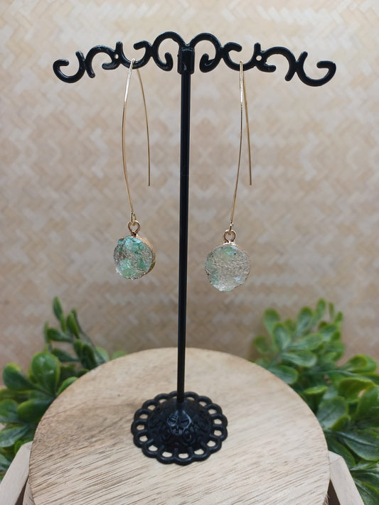 Green Druzy Drop Style Earrings