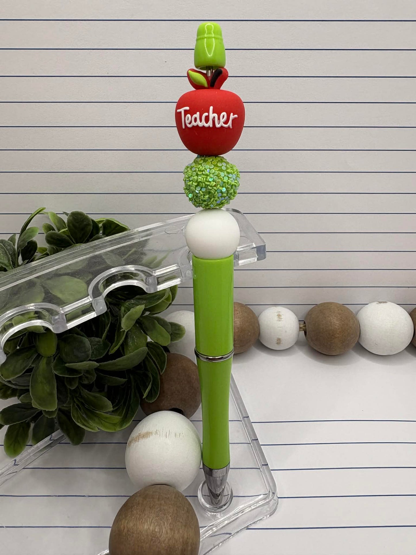 Teacher Apple Beaded Ink Pen