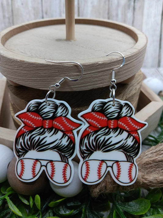 Baseball Messy Bun Earrings