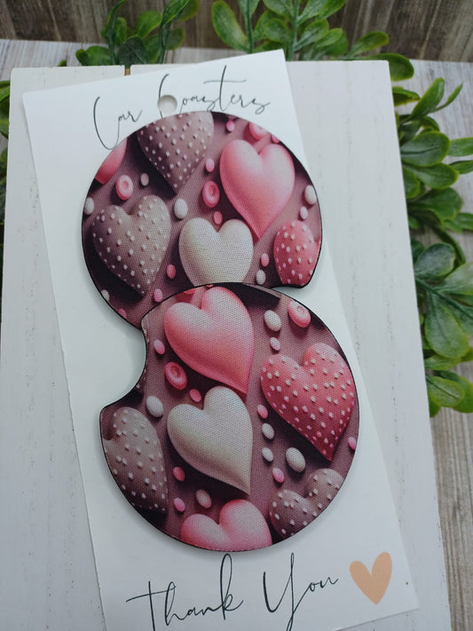 3-D Heart Car Coaster Set