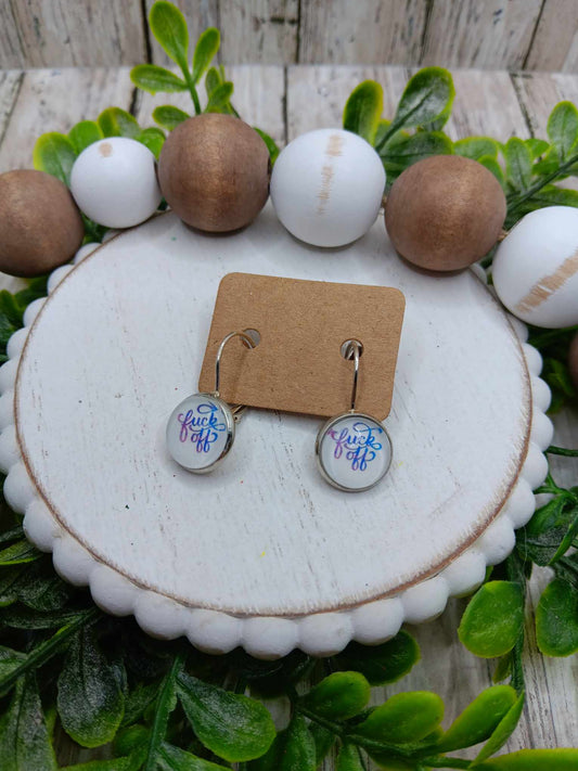 F Off Hoop Style Earrings