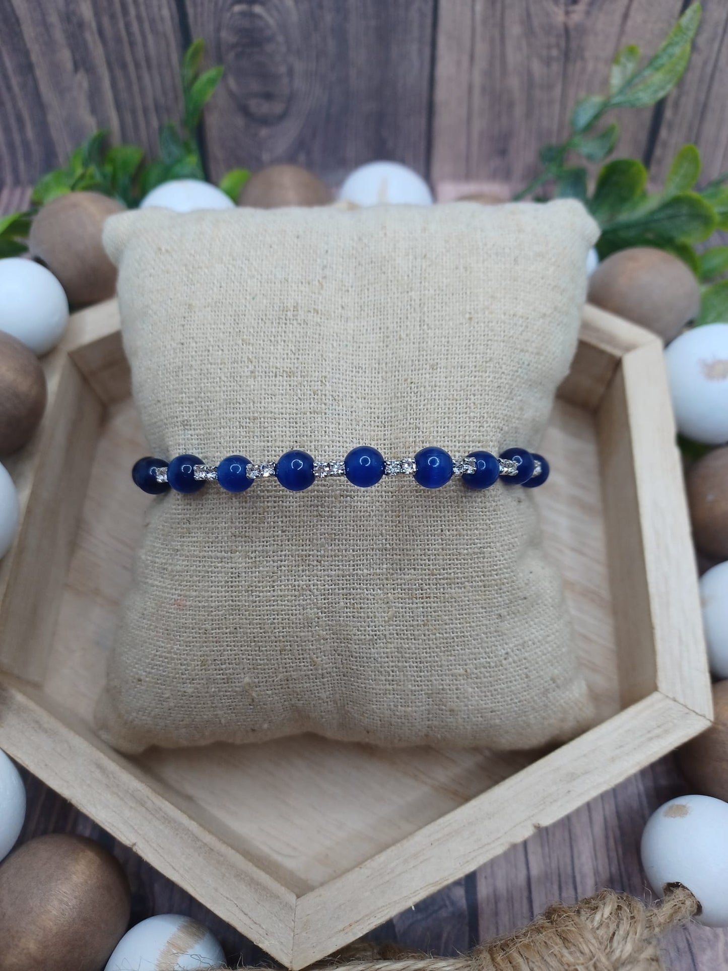 Silver & Blue Memory Coil Style Bracelet