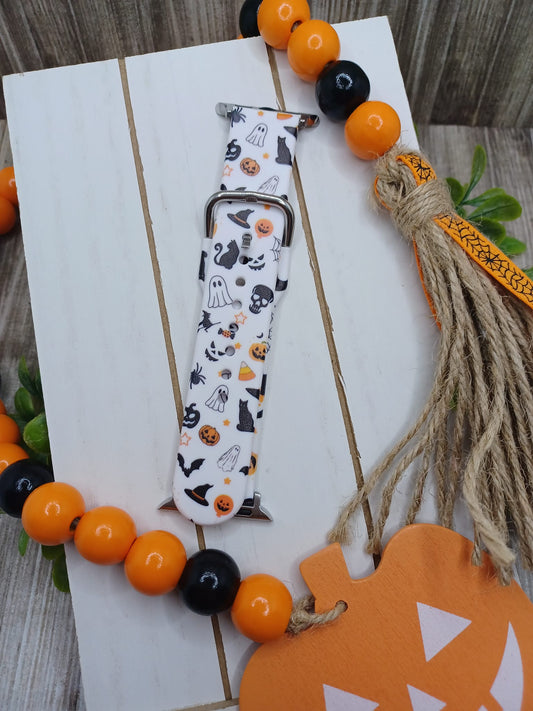 White Halloween Silicone Watch Band - Fits sizes 38/40/41