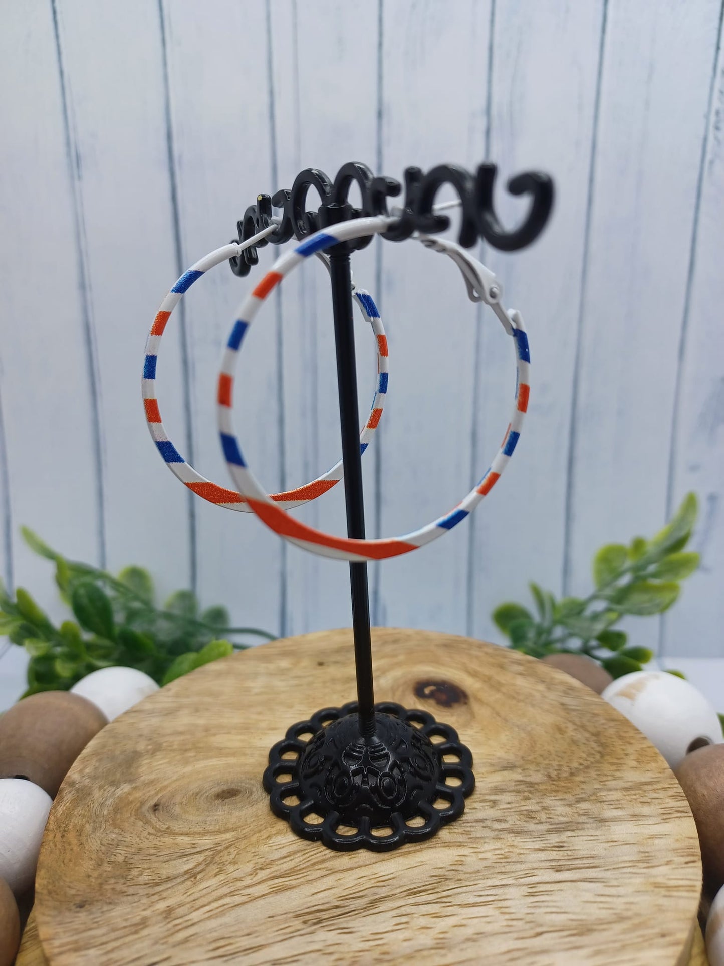 Red, White, & Blue Hoop Style Earring