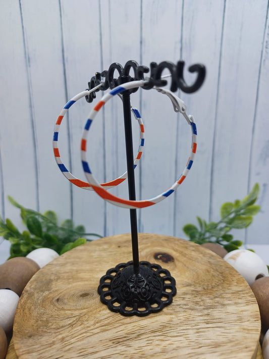 Red, White, & Blue Hoop Style Earring