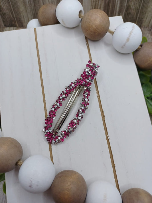 Hot Pink & Silver Crushed Druzy Hair Accessory