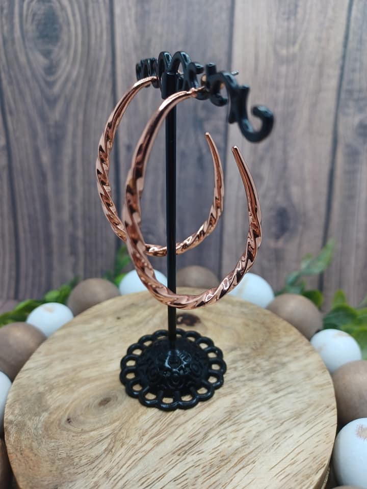Rose Gold Twisted Hoop Earrings