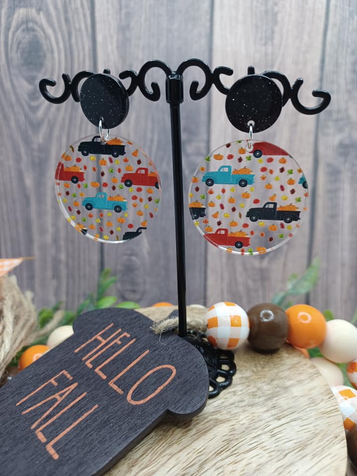 Fall Truck Acrylic Earrings