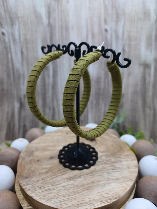 Green Suede Wrapped Earrings