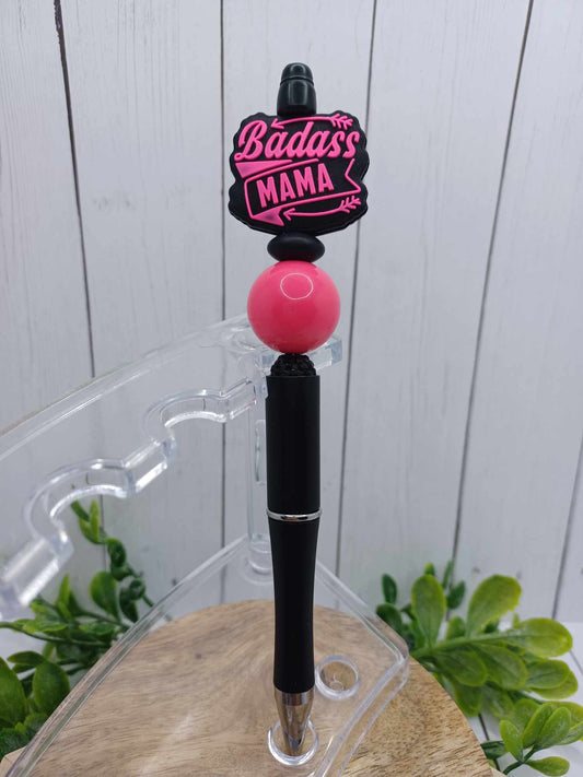 Bada$$ Mama Hot Pink & Black Beaded Ink Pen