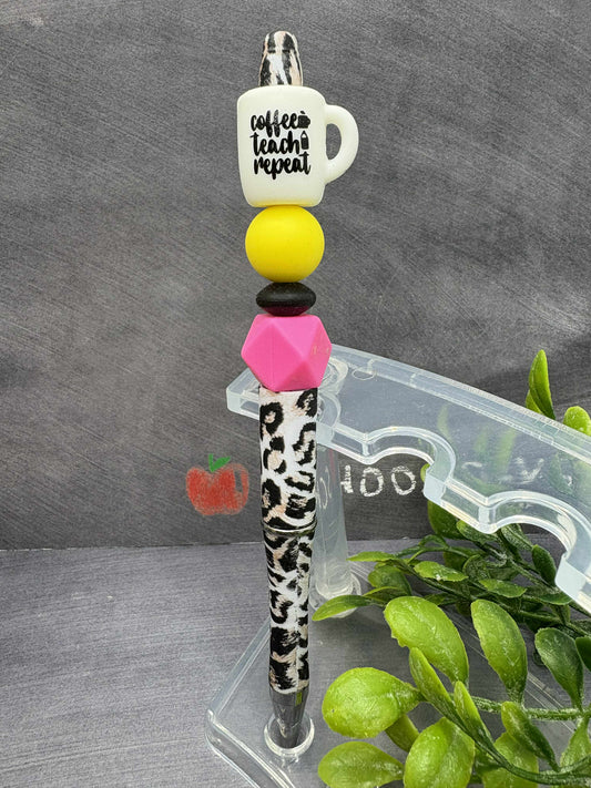 Coffee Teach Repeat Beaded Ink Pen
