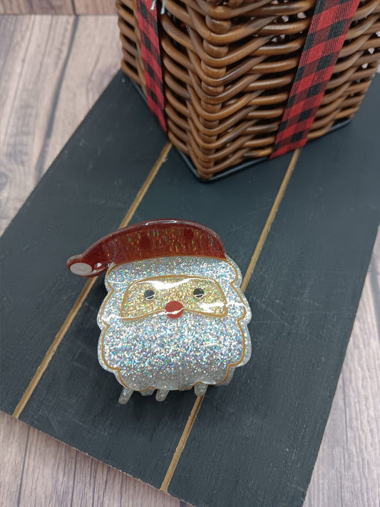 Glitter Santa Hair Claw Clip