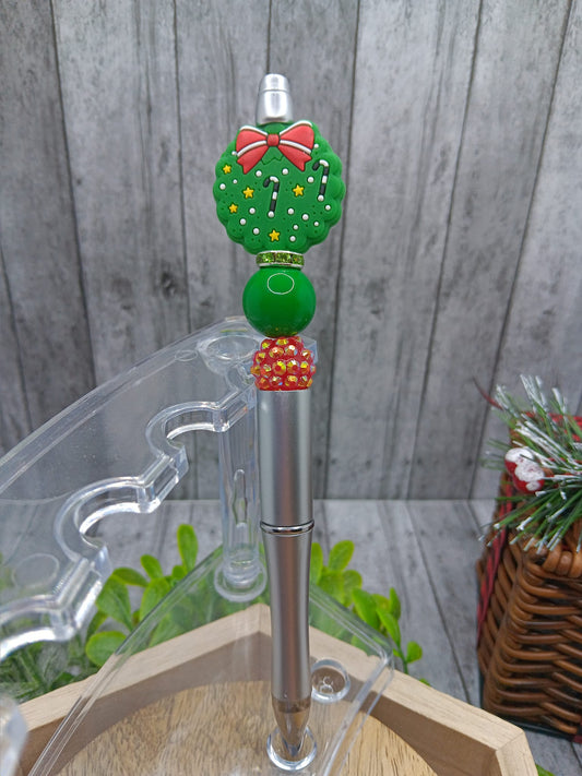 Christmas Wreath Beaded Ink Pen