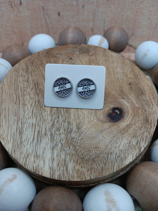 Austin Middle School Flowy Lettering Earrings