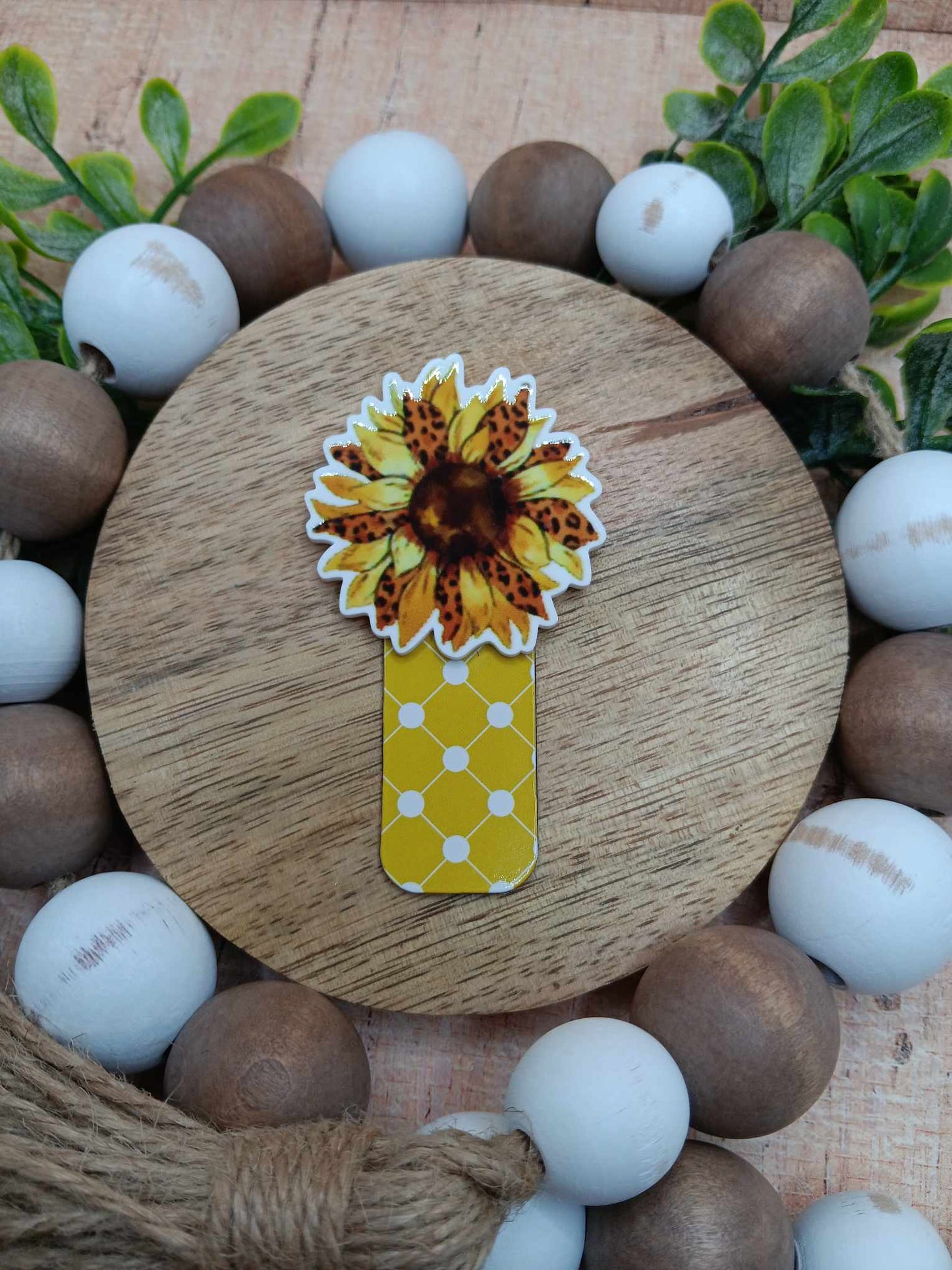 Yellow Leopard Sunflower Magnetic Bookmark