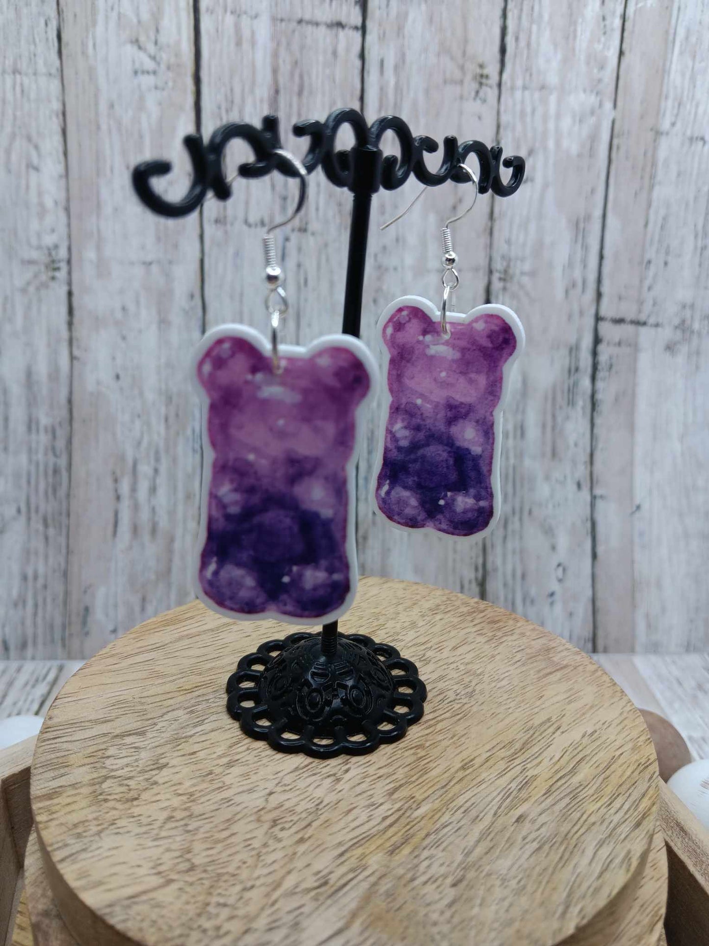 Purple Gummy Bear Earrings