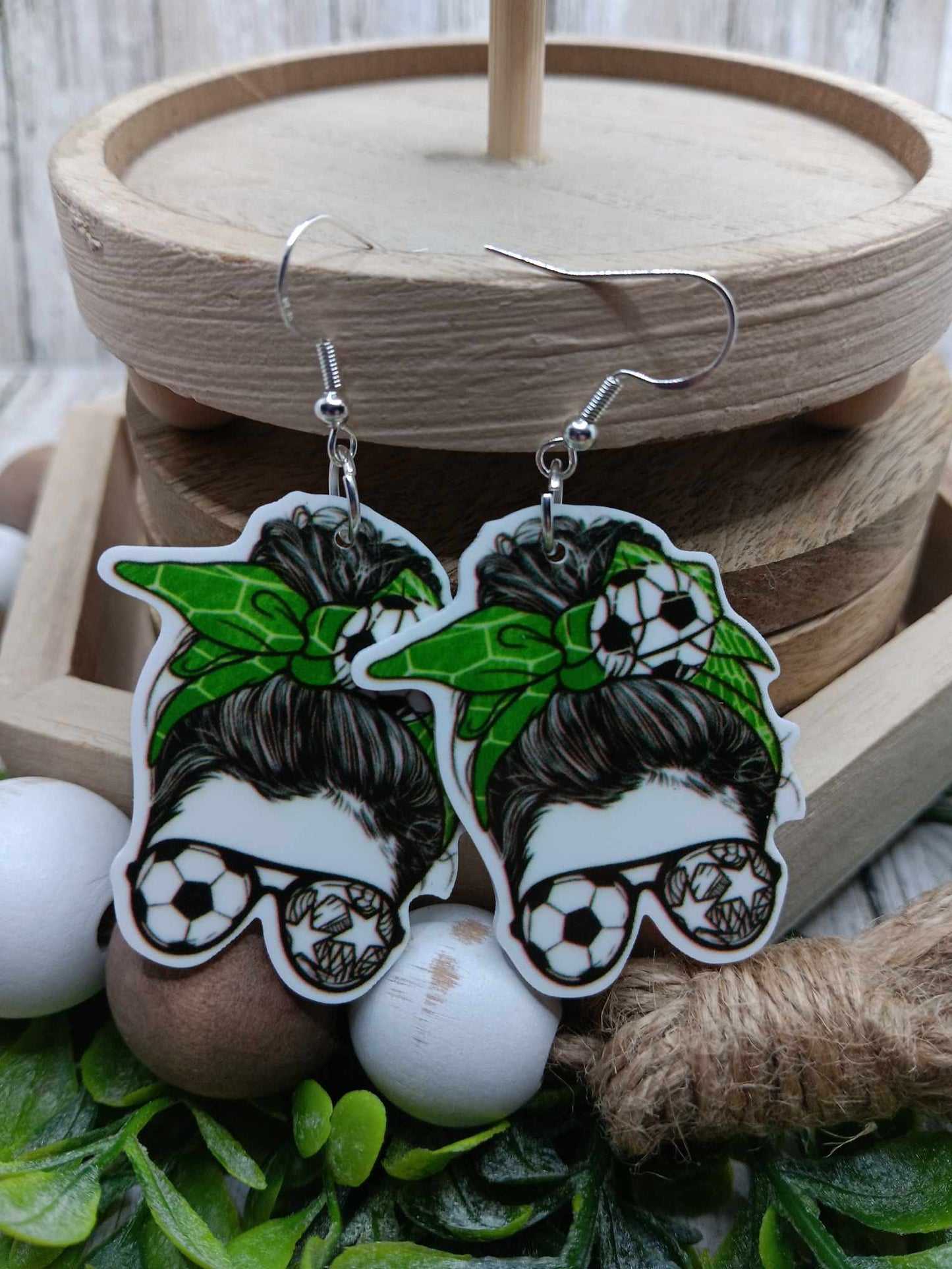 Soccer Messy Bun Earrings