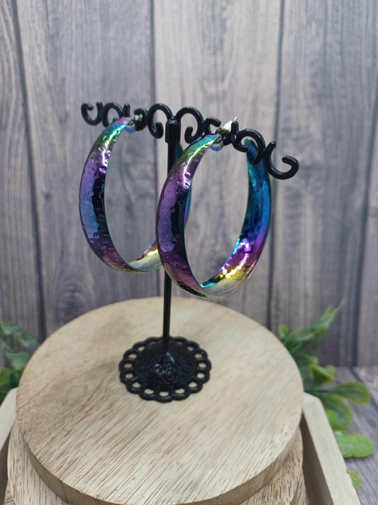 Oil Spill Style Hoop Earrings