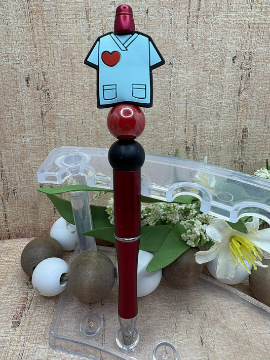 Blue Scrubs Beaded Ink Pen