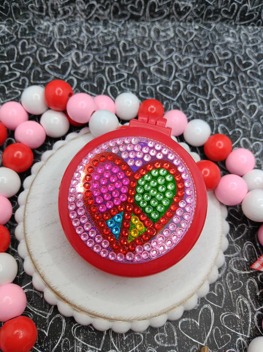 Heart Peace Sign Compact Mirror & Brush